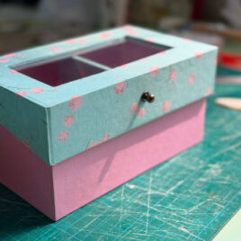 קופסא מכסה עם שקף וקלפה קדמית